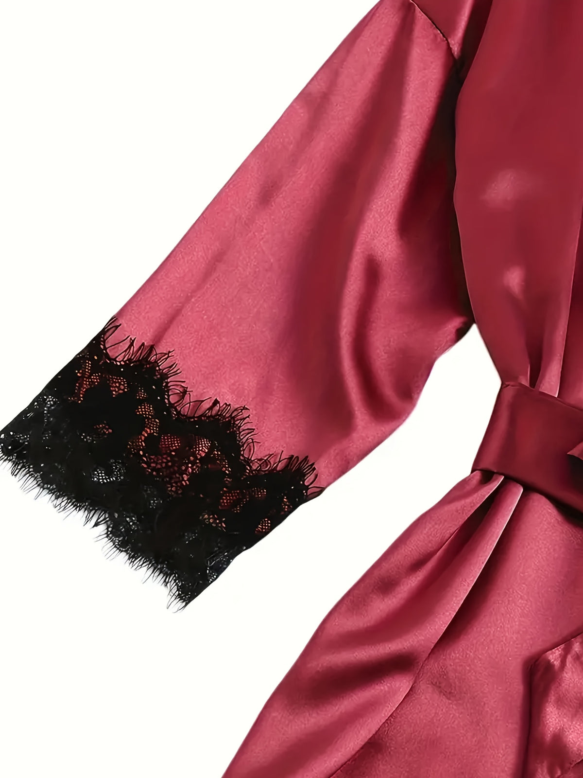 Women's lace satin robe and camisole set