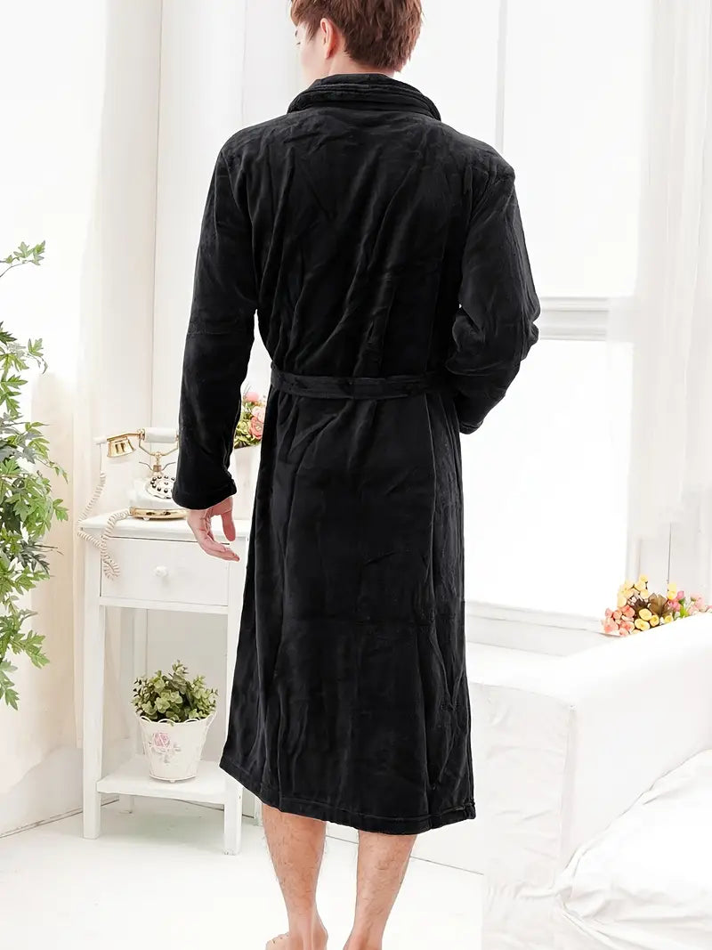 Men's warm towelling bathrobe