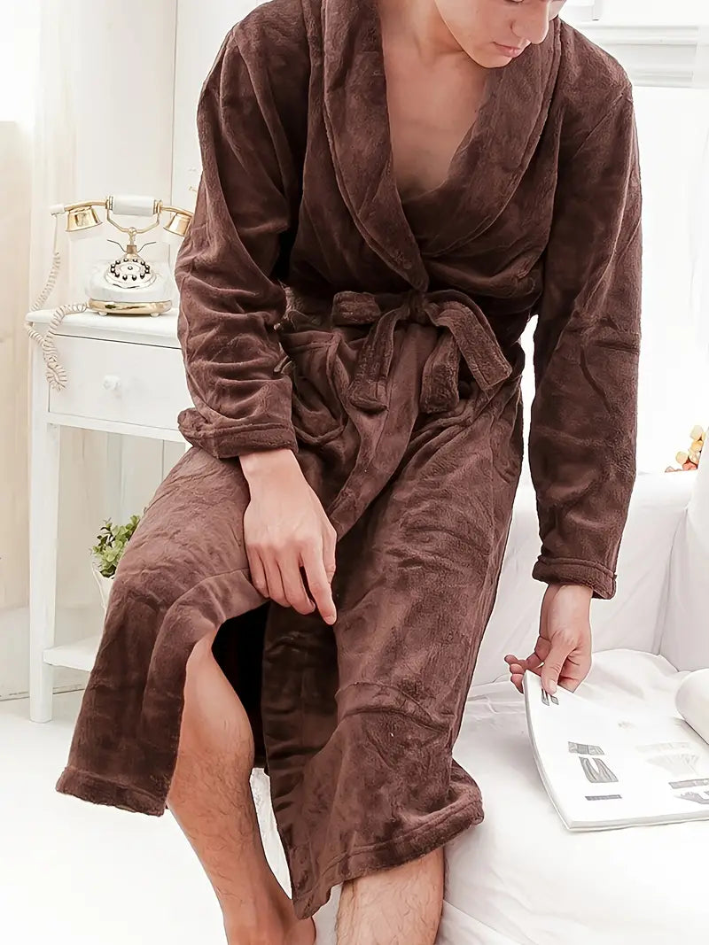 Men's warm towelling bathrobe