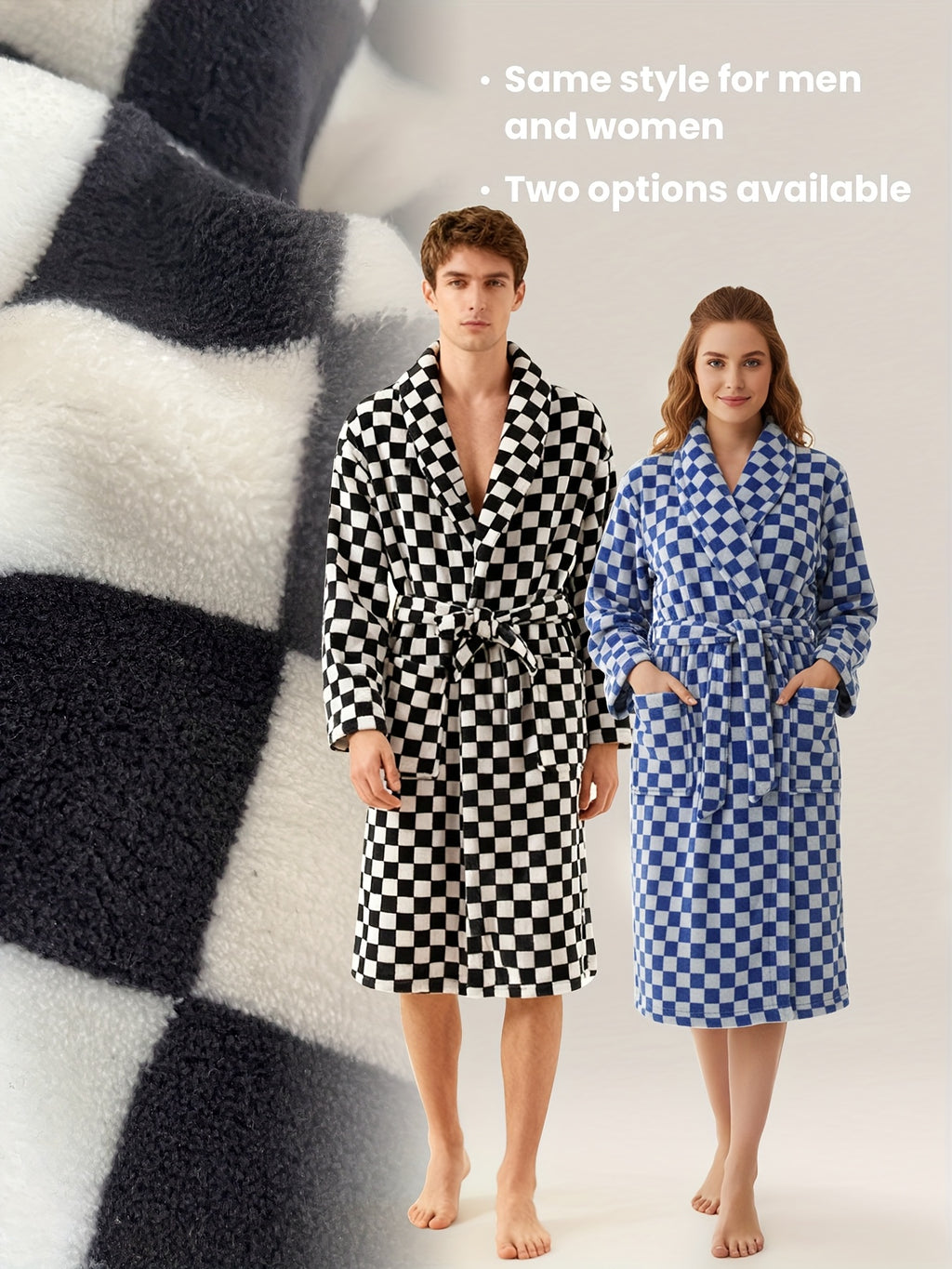 Women's long tartan bathrobe