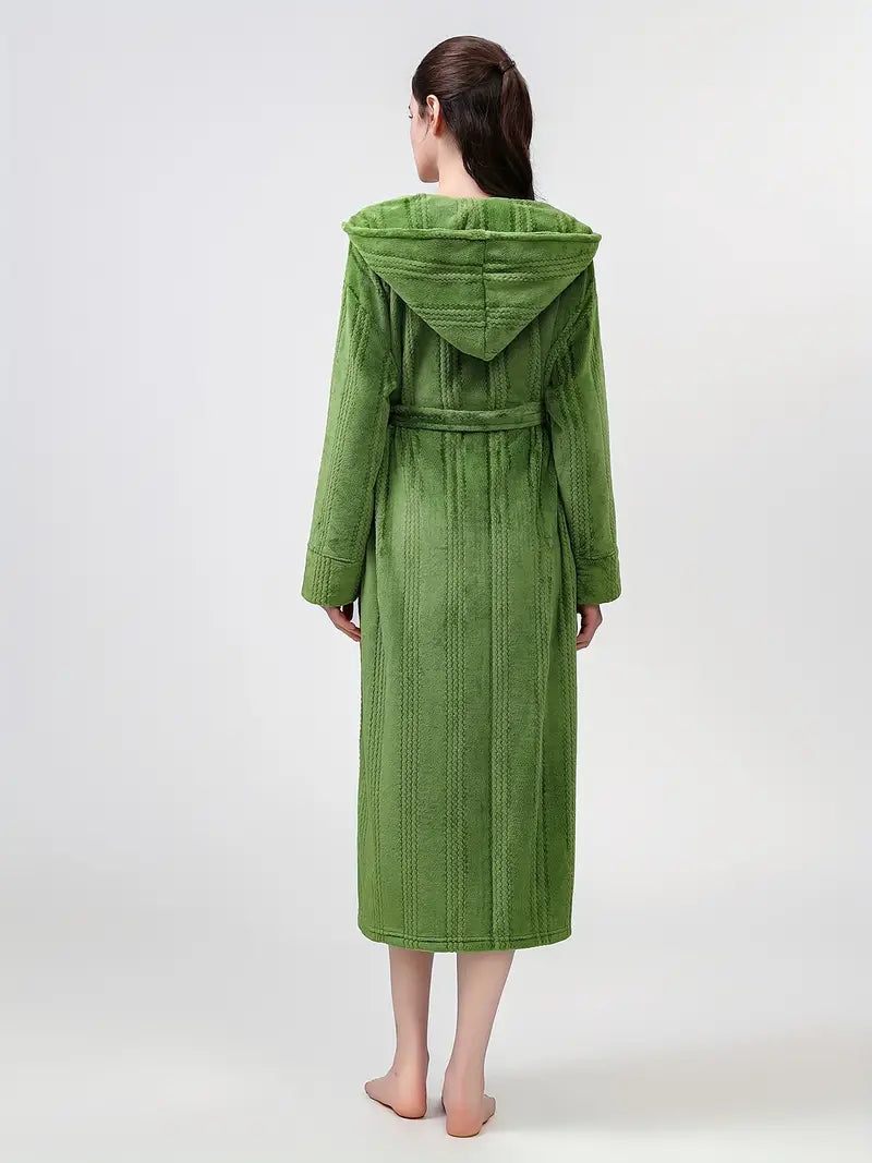 Petite hooded fleece bathrobe
