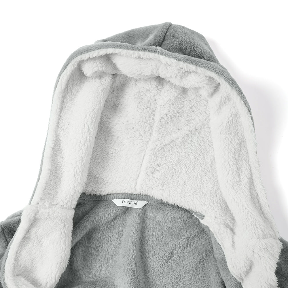 Unisex hooded flannel bathrobe