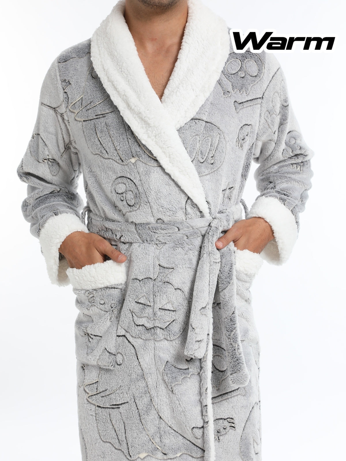 Men's Halloween print fleece dressing gown