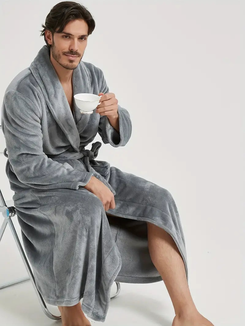 Men's thick fleece bathrobe