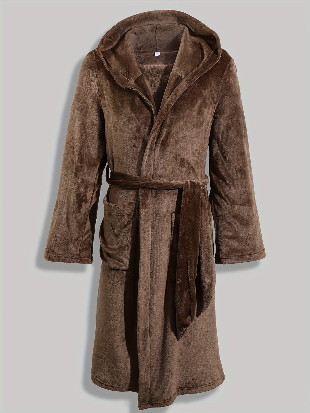 Men's thick hooded towelling bathrobe