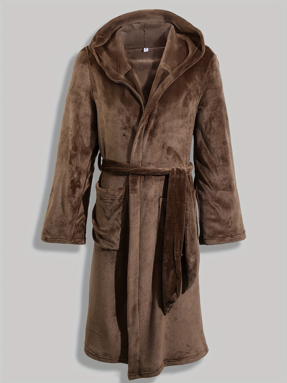 Men's thick hooded towelling bathrobe