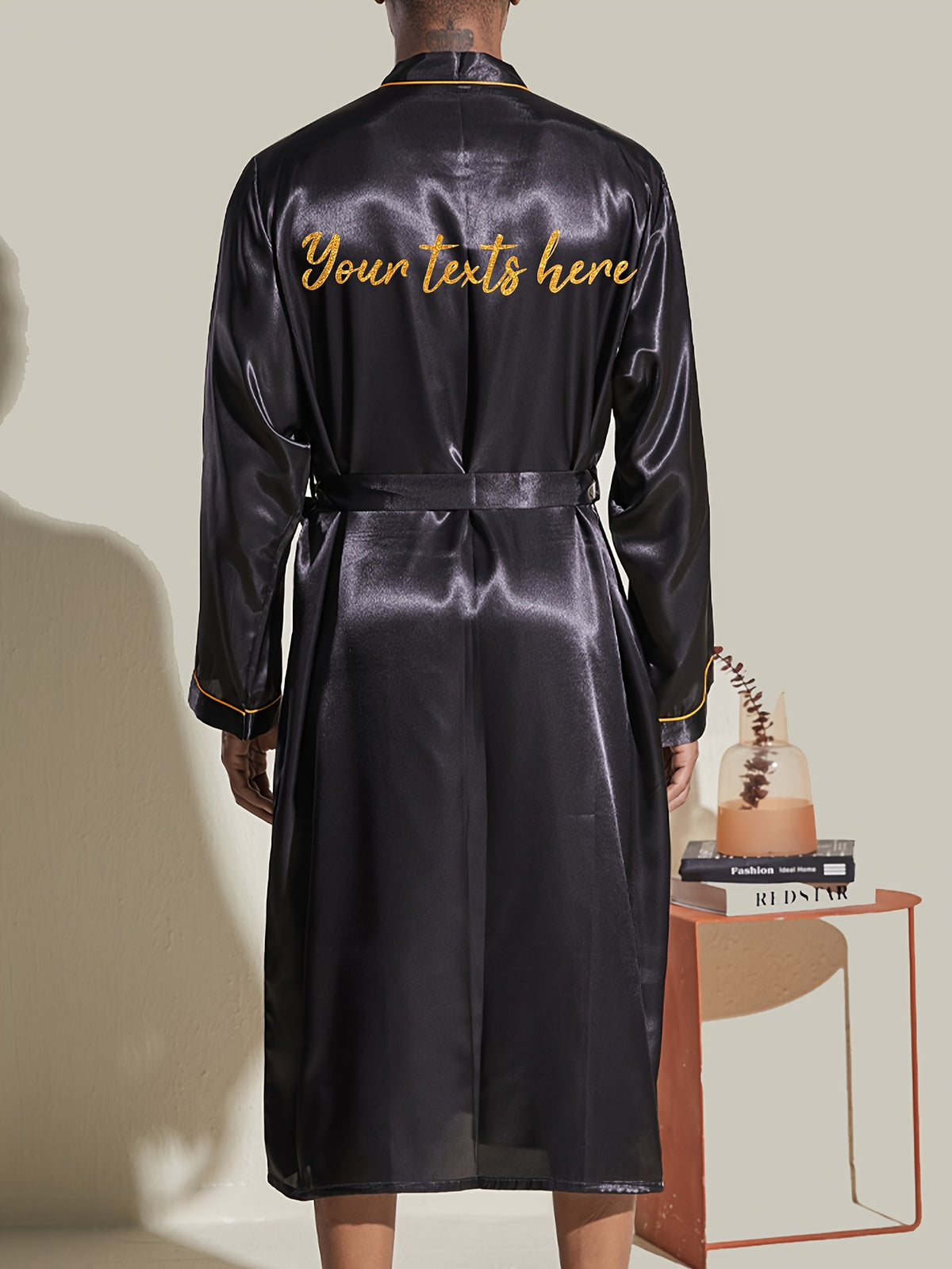 Men's personalised satin dressing gown set