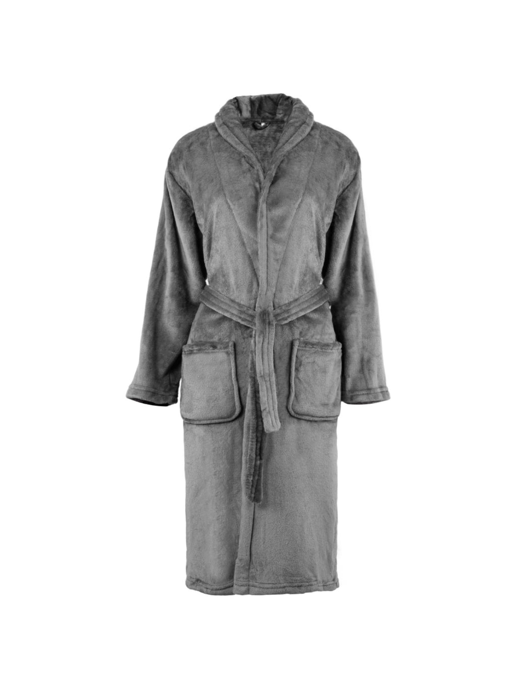 Unisex grey long towelling bathrobe