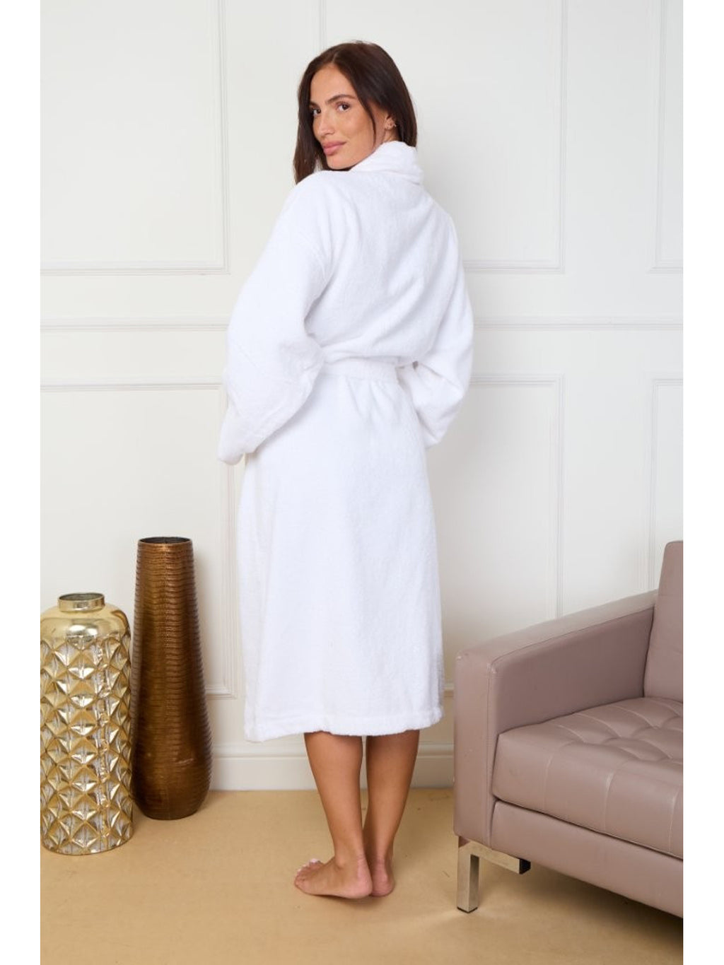 Unisex cotton bathrobe with a shawl collar