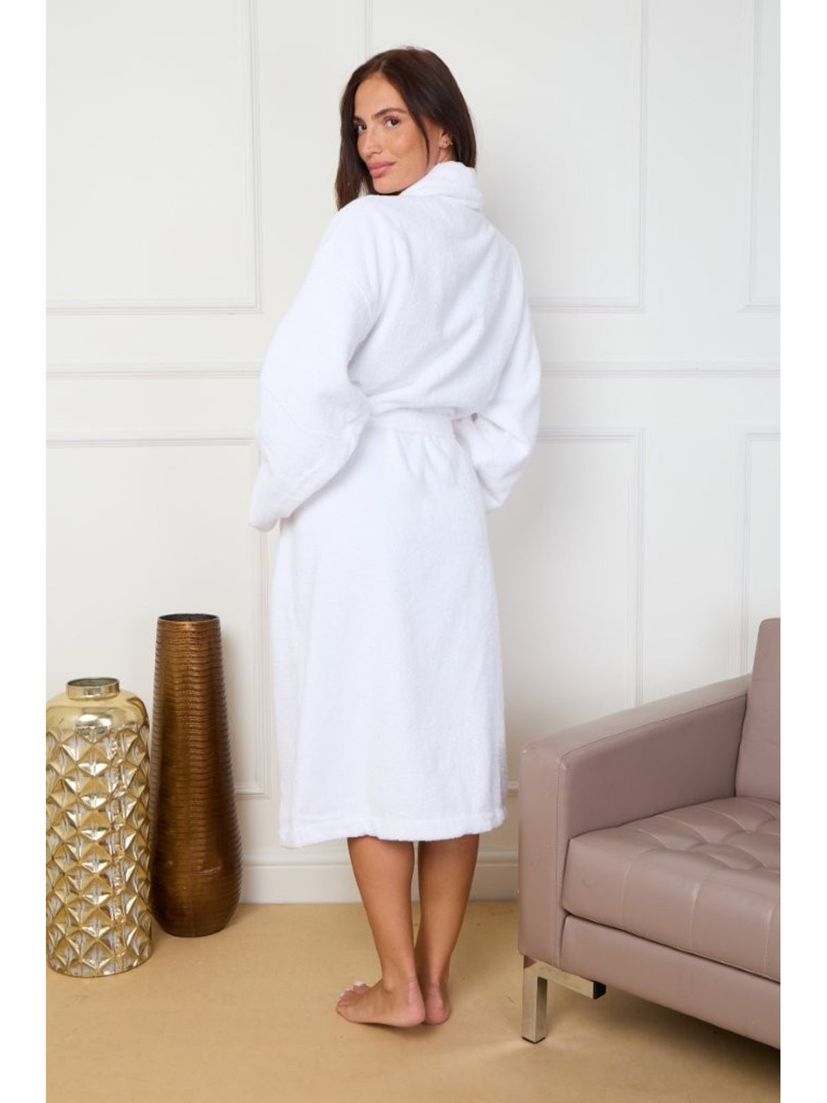 Unisex cotton bathrobe with a shawl collar