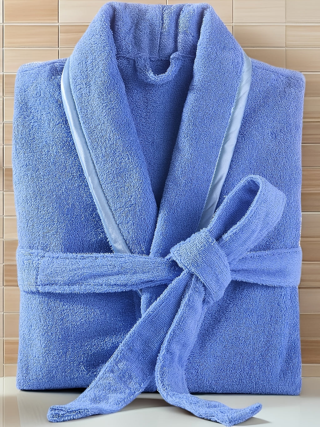 Unisex blue bathrobe