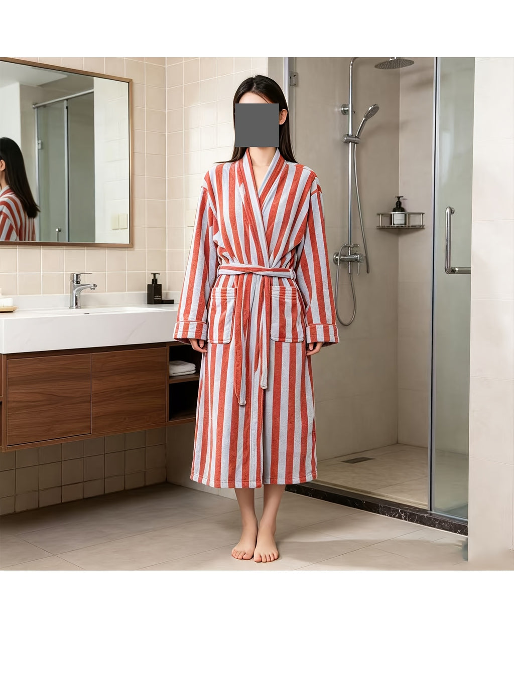 Women's yellow striped dressing gown