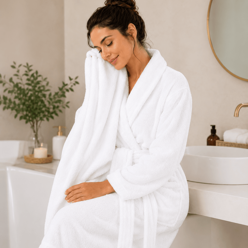 Unisex terry towelling bathrobe