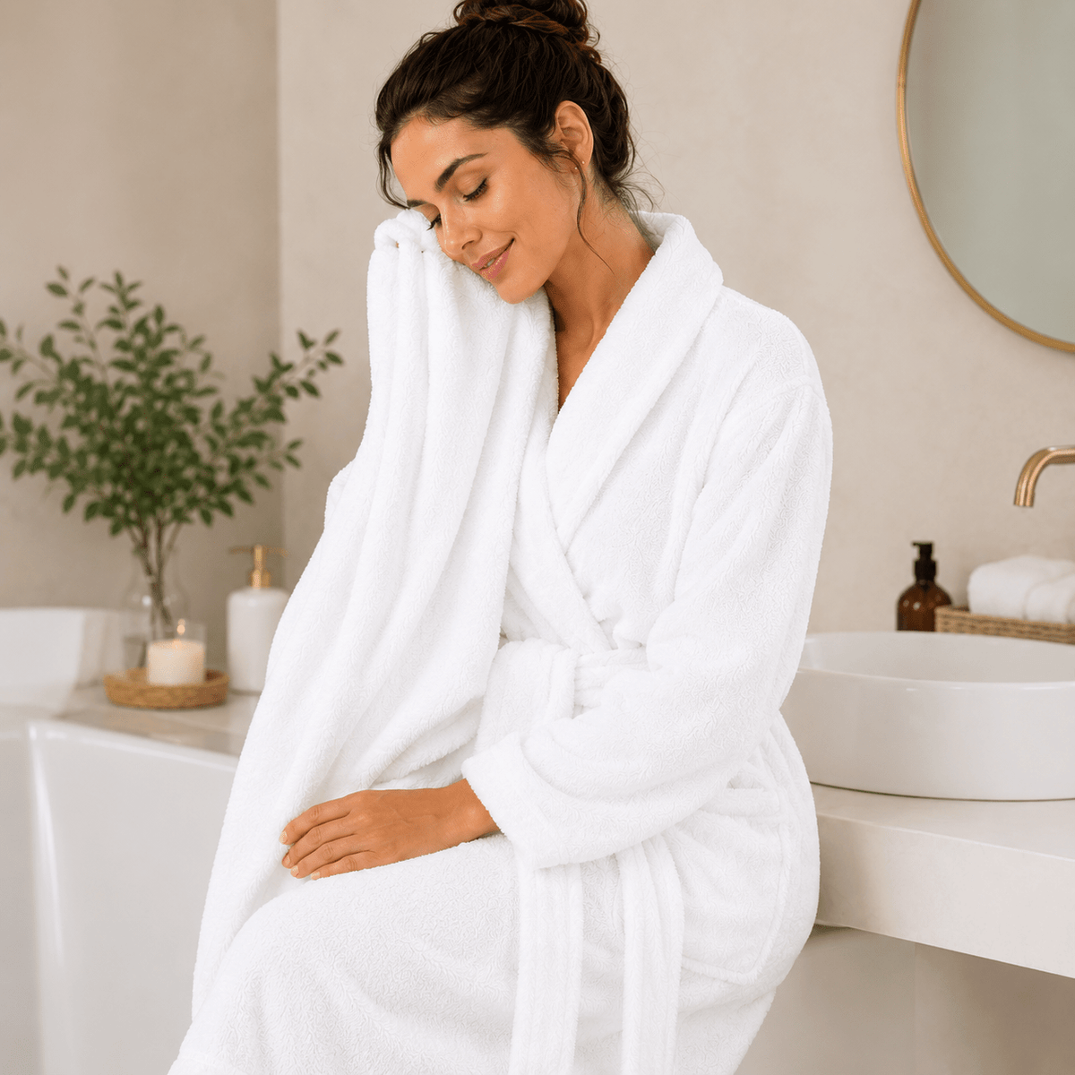 Unisex terry towelling bathrobe