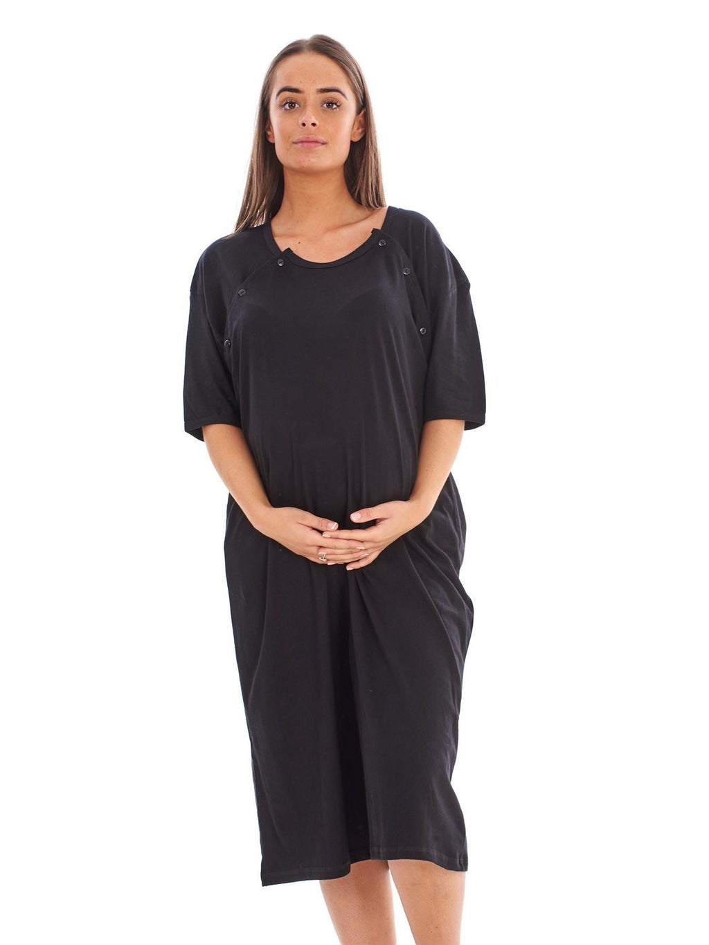 Women's plain cotton maternity nightdress