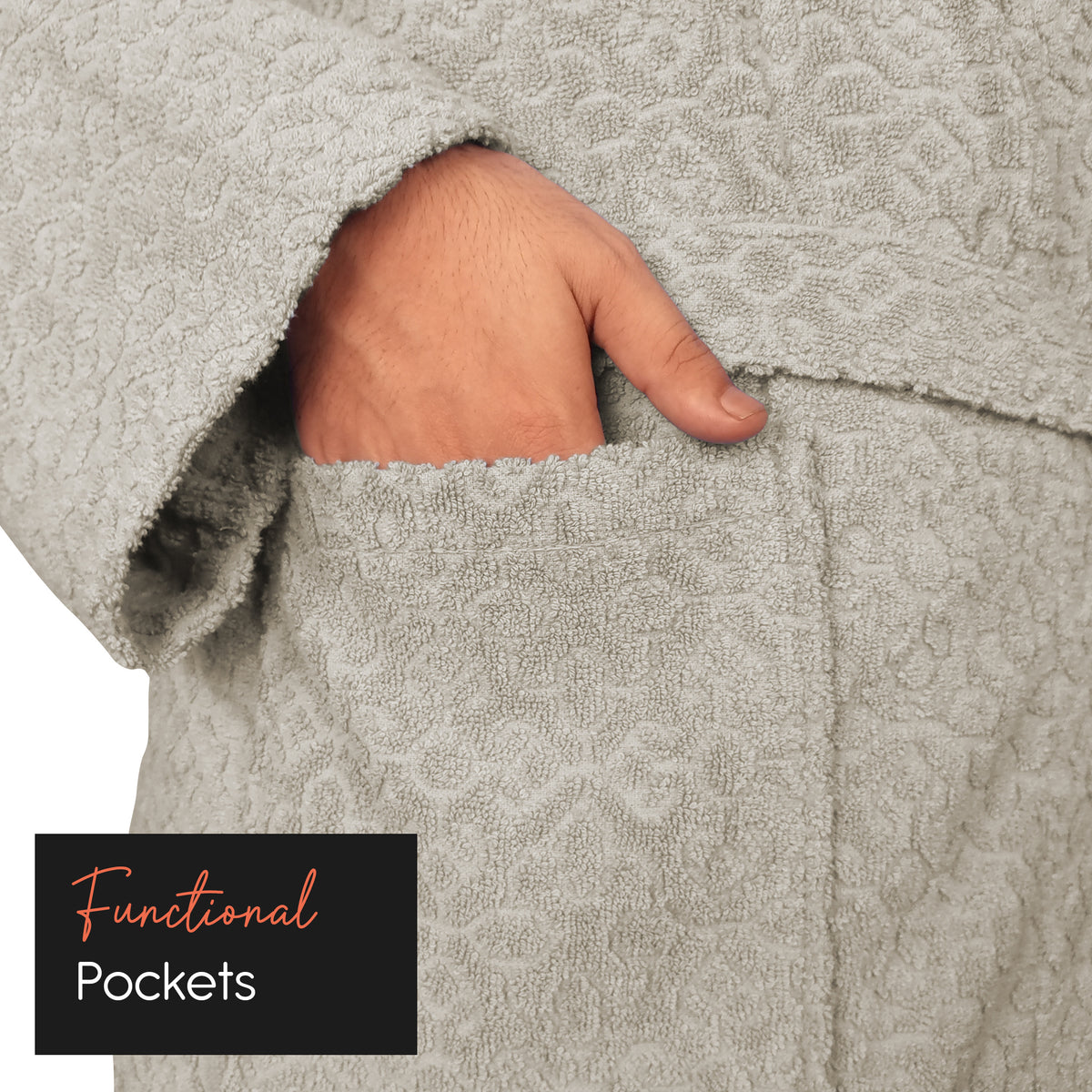 Unisex long hooded terry towelling bathrobe