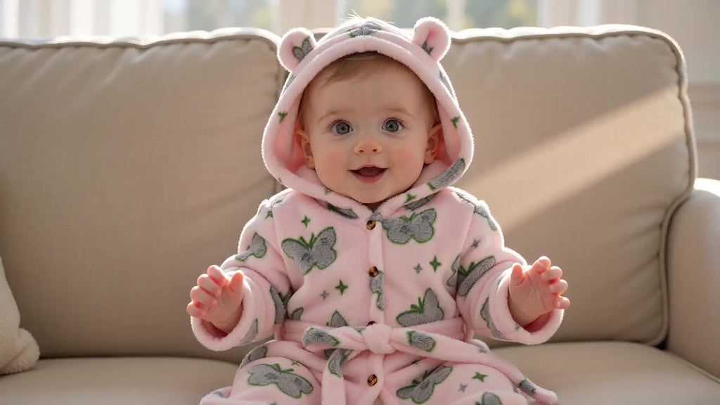 Girls' pink flannel bathrobe