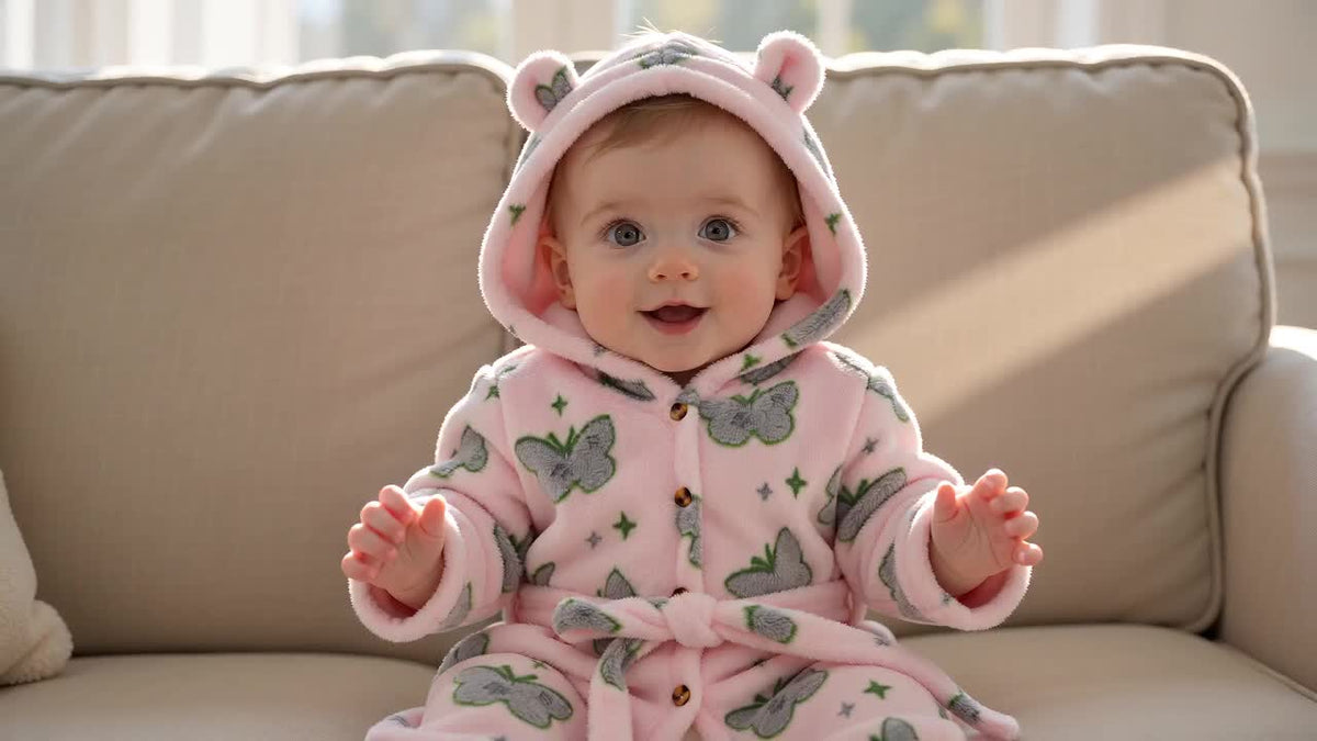 Girls' pink flannel bathrobe