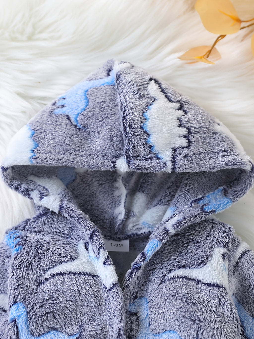 Baby long hooded dinosaur fluffy fleece dressing gown