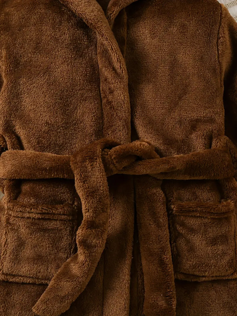 Baby fleece bathrobe with ears