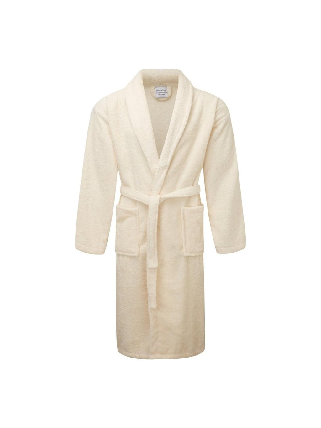 Unisex long terry towelling bathrobe with a shawl collar