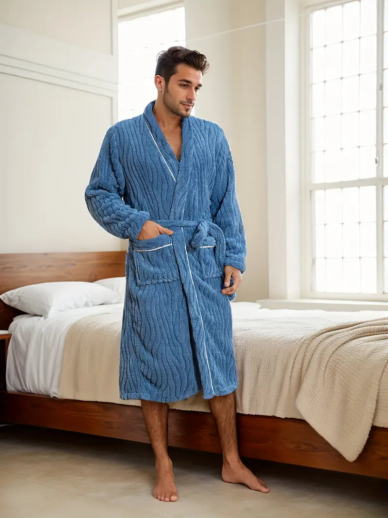 Men's thick soft towelling bathrobe