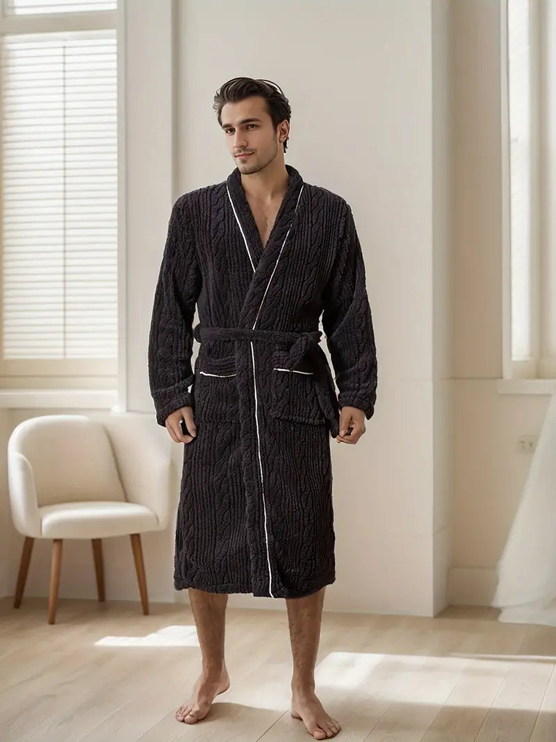 Men's thick soft towelling bathrobe