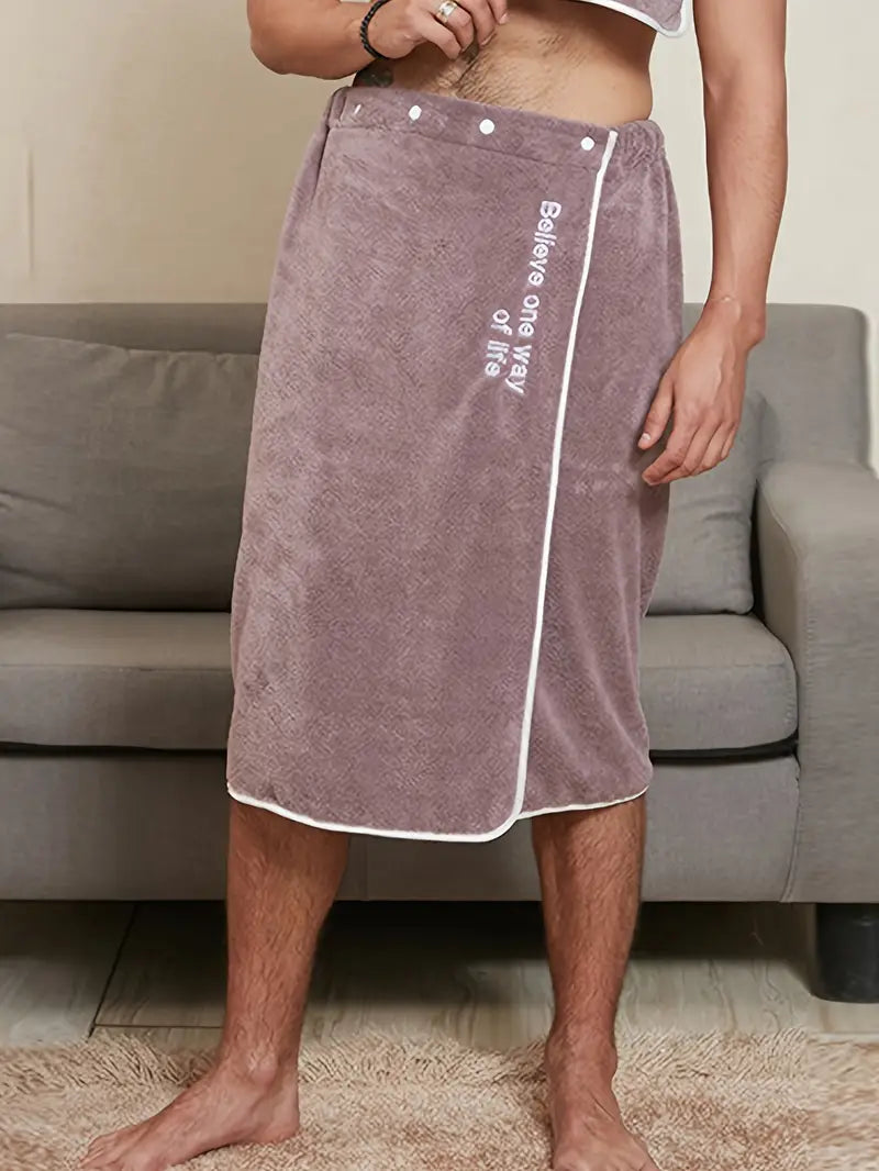 Men's microfibre towel robe, essential — Purple