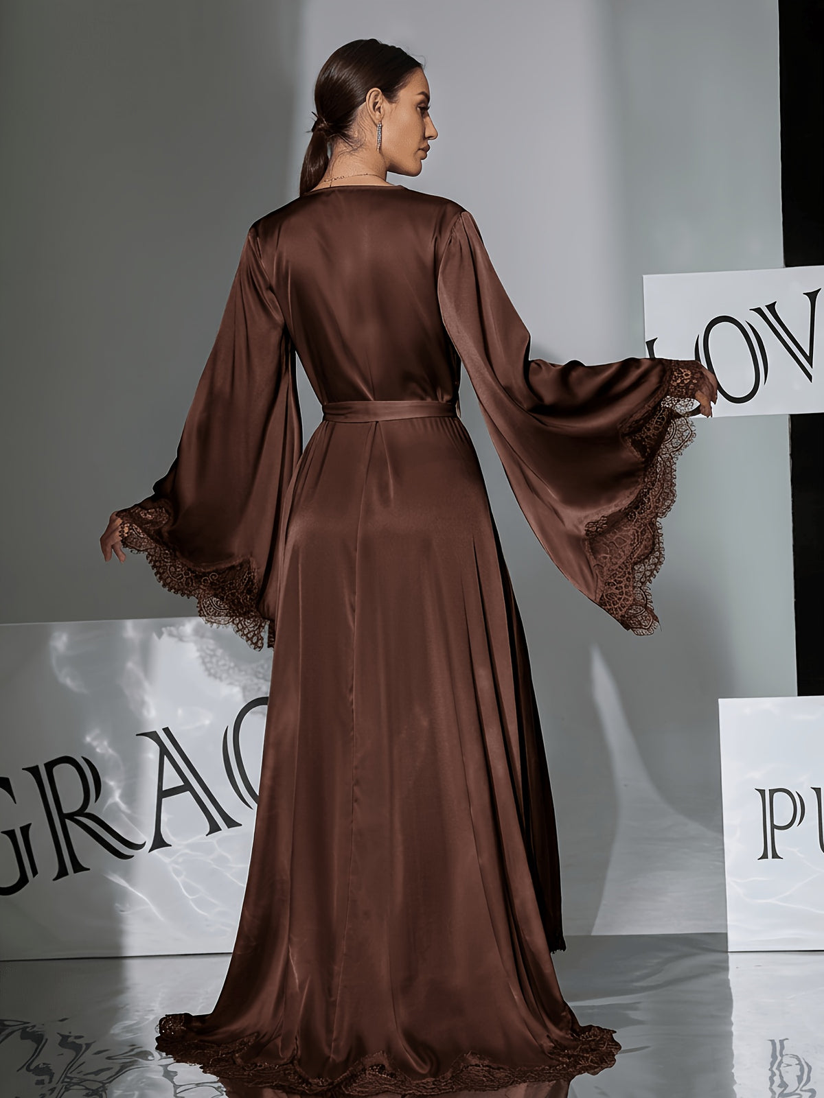 Long satin bathrobe