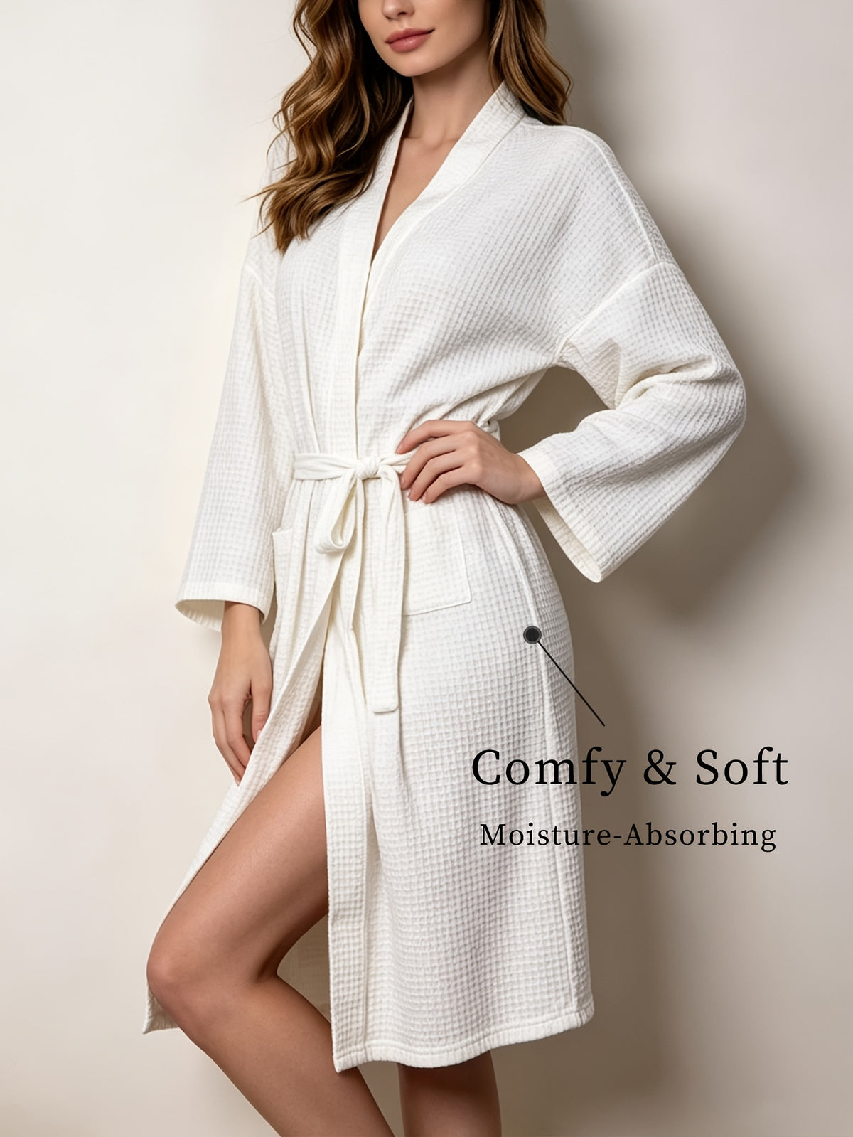 Women's white long bathrobe