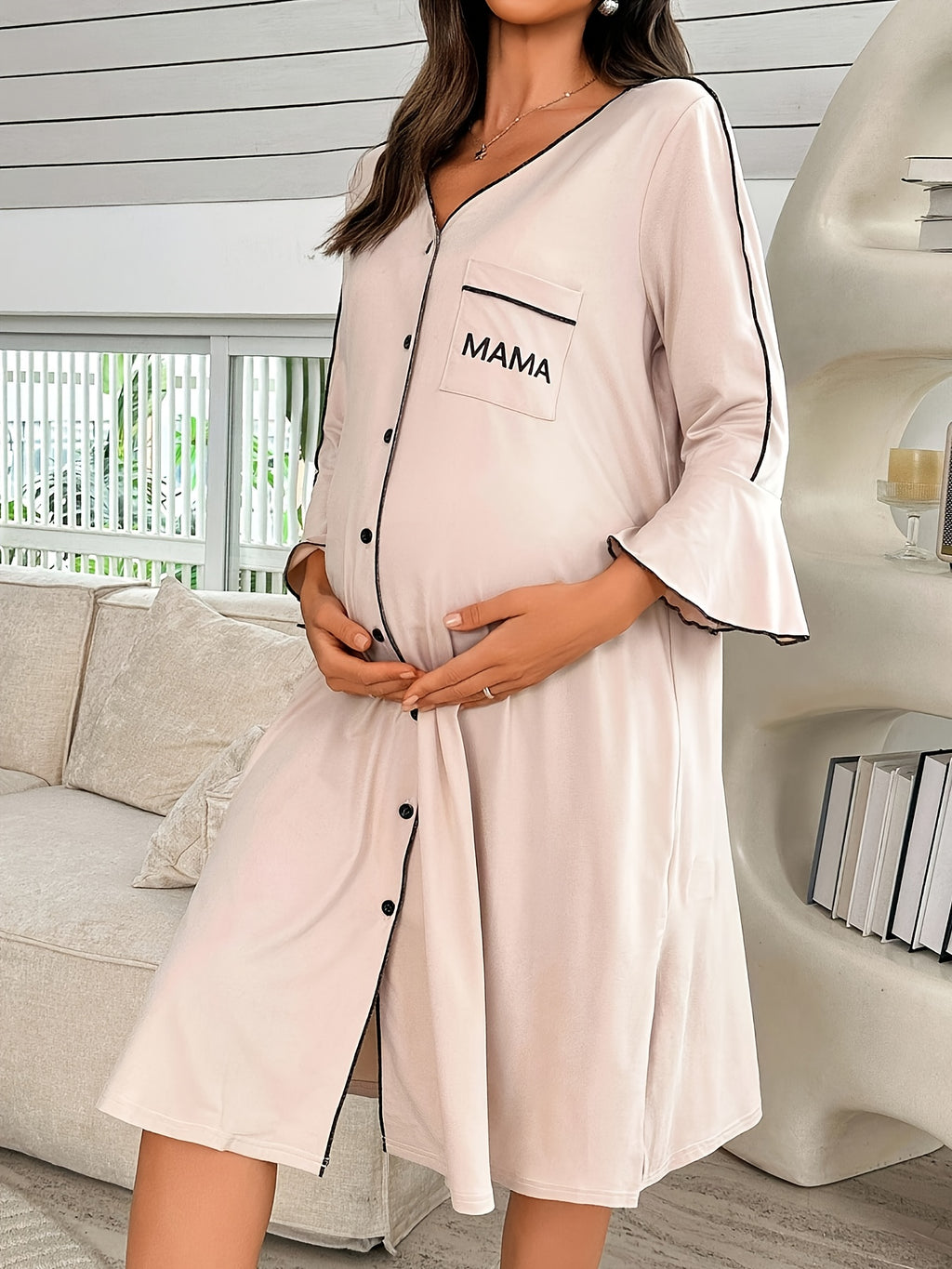 Women's MAMA print maternity nightdress