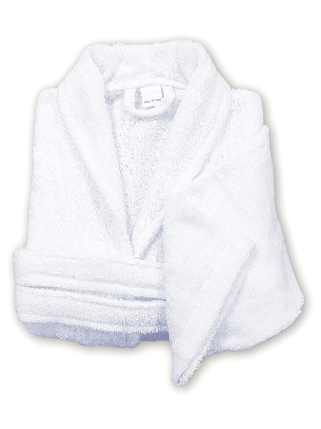 Unisex long terry towelling bathrobe with a shawl collar