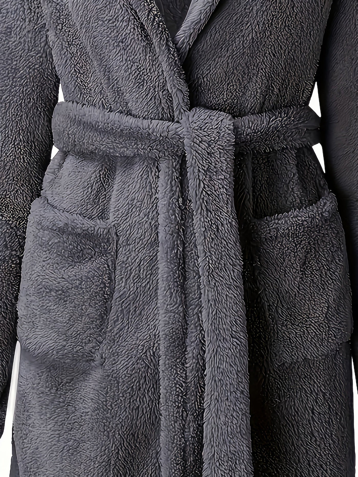 Men's hooded fleece dressing gown with pockets