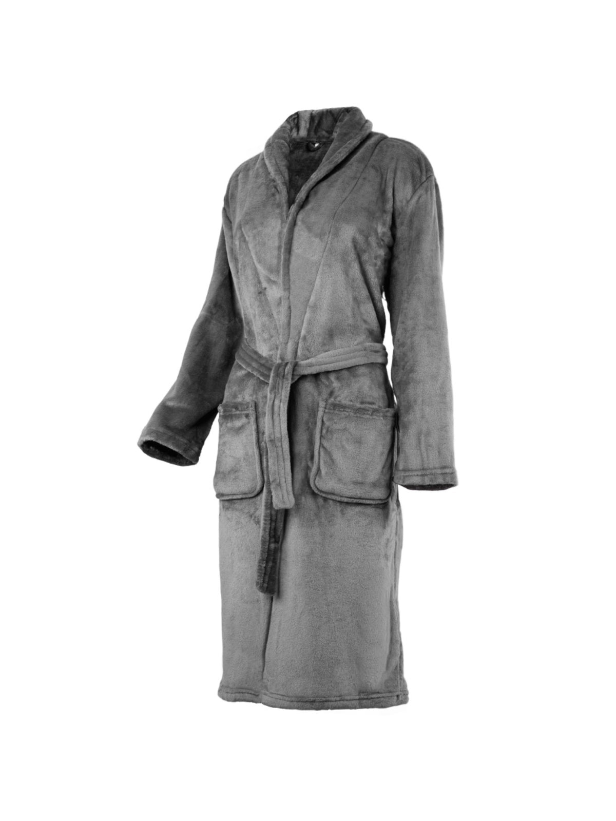 Unisex grey long towelling bathrobe