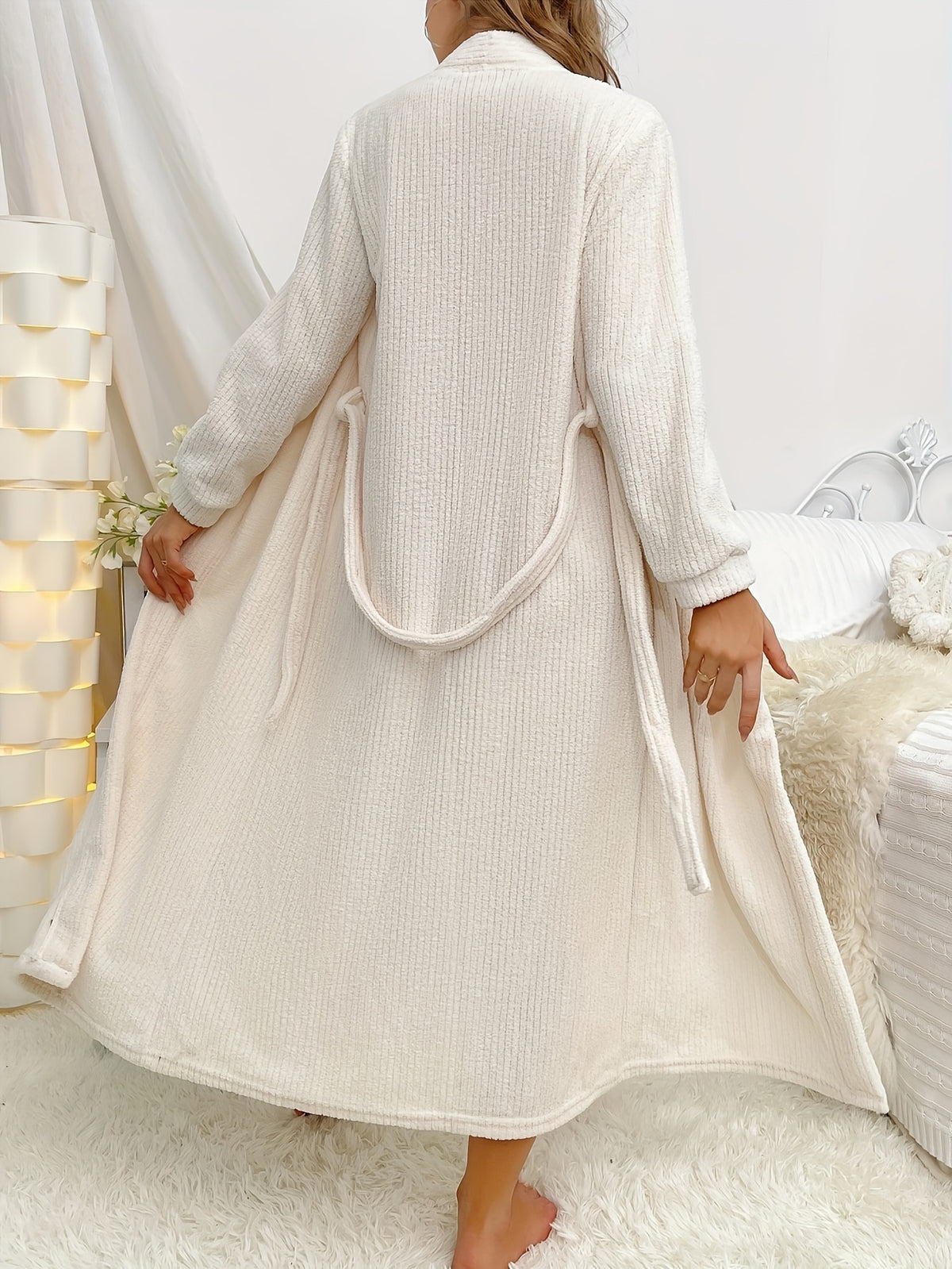 Women's long fleece dressing gown