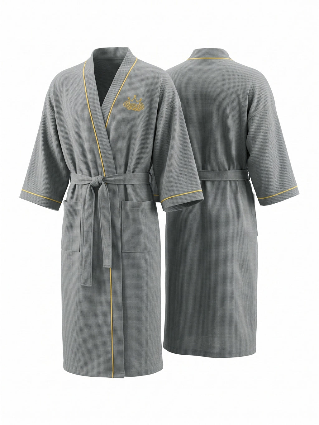 Men's black waffle bathrobe