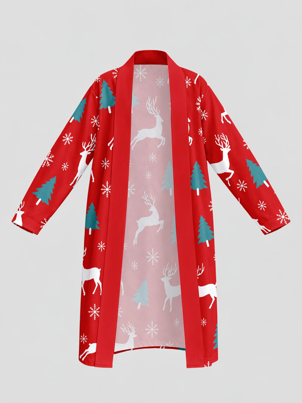 Men's red reindeer print dressing gown