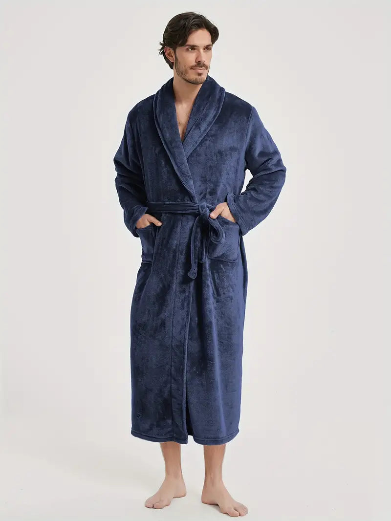 Men's thick fleece bathrobe