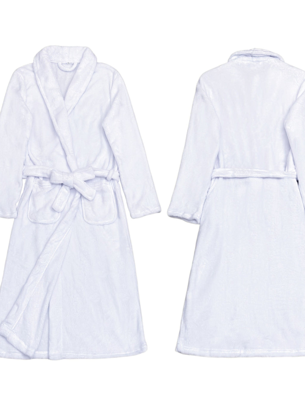 Unisex white long velour bathrobe