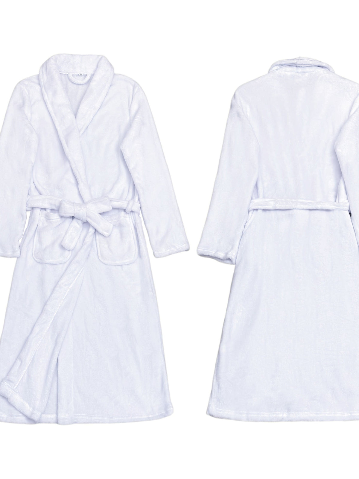 Unisex white long velour bathrobe