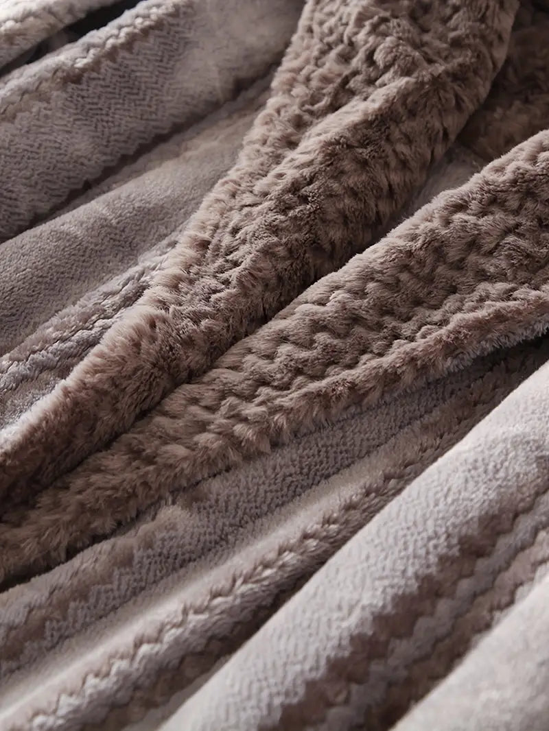 Long hooded fleece bathrobe