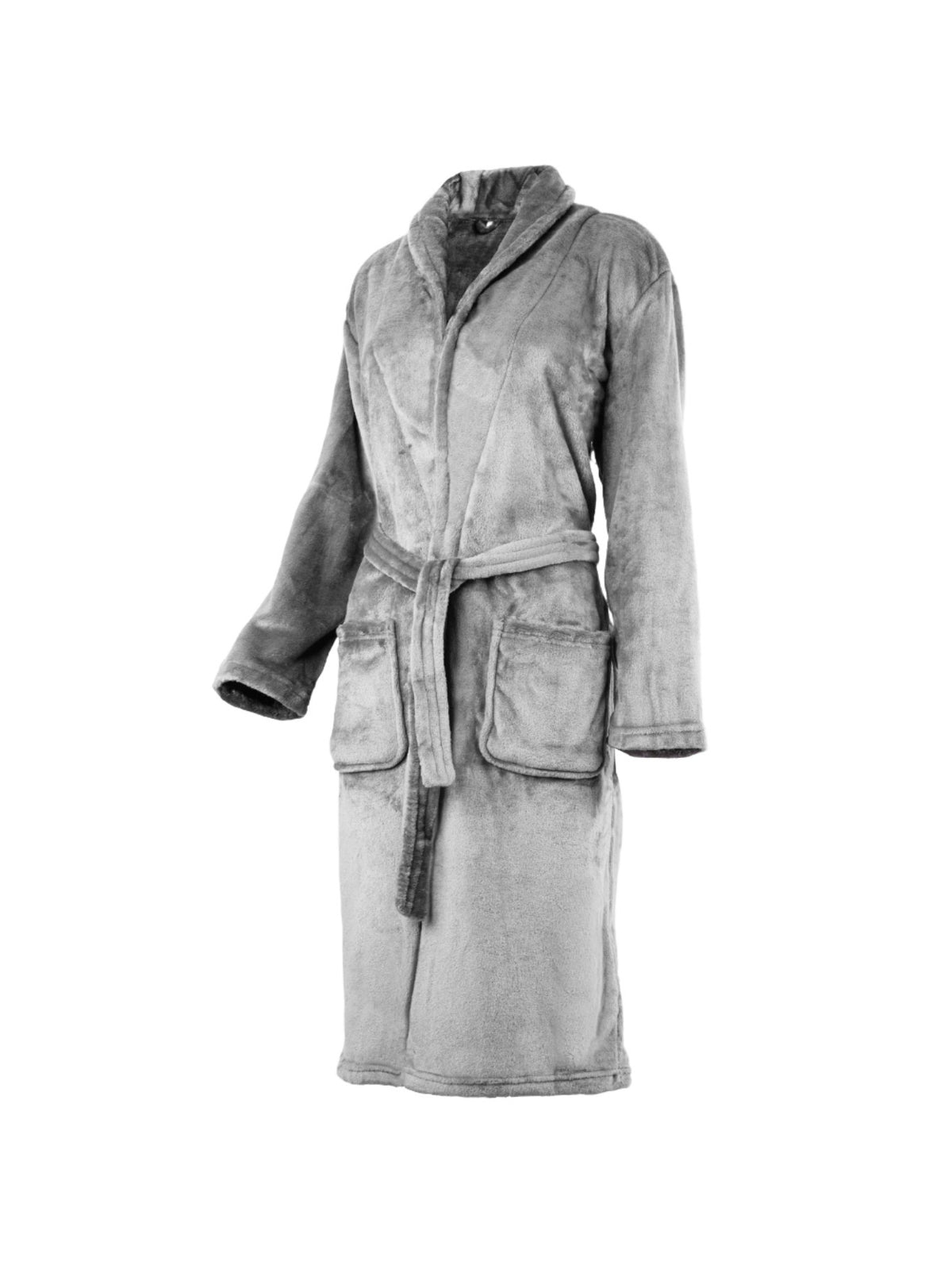 Unisex grey long towelling bathrobe