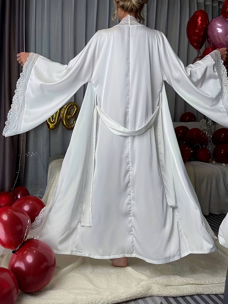 Women's long quilted satin dressing gown