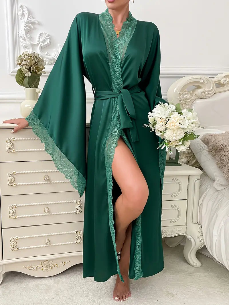 Kimono Femme Élégance Satinée — coloris vert