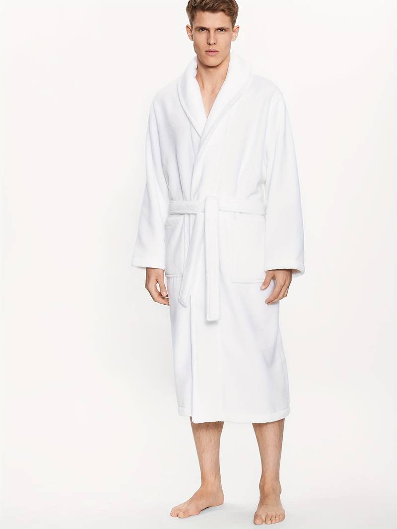 Peignoir Homme Polaire de Bain Blanc — photo 2