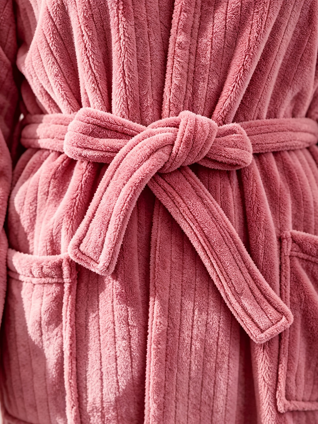 Unisex hooded ribbed bathrobe