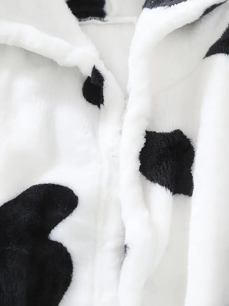 Kids' cow print fleece bathrobe