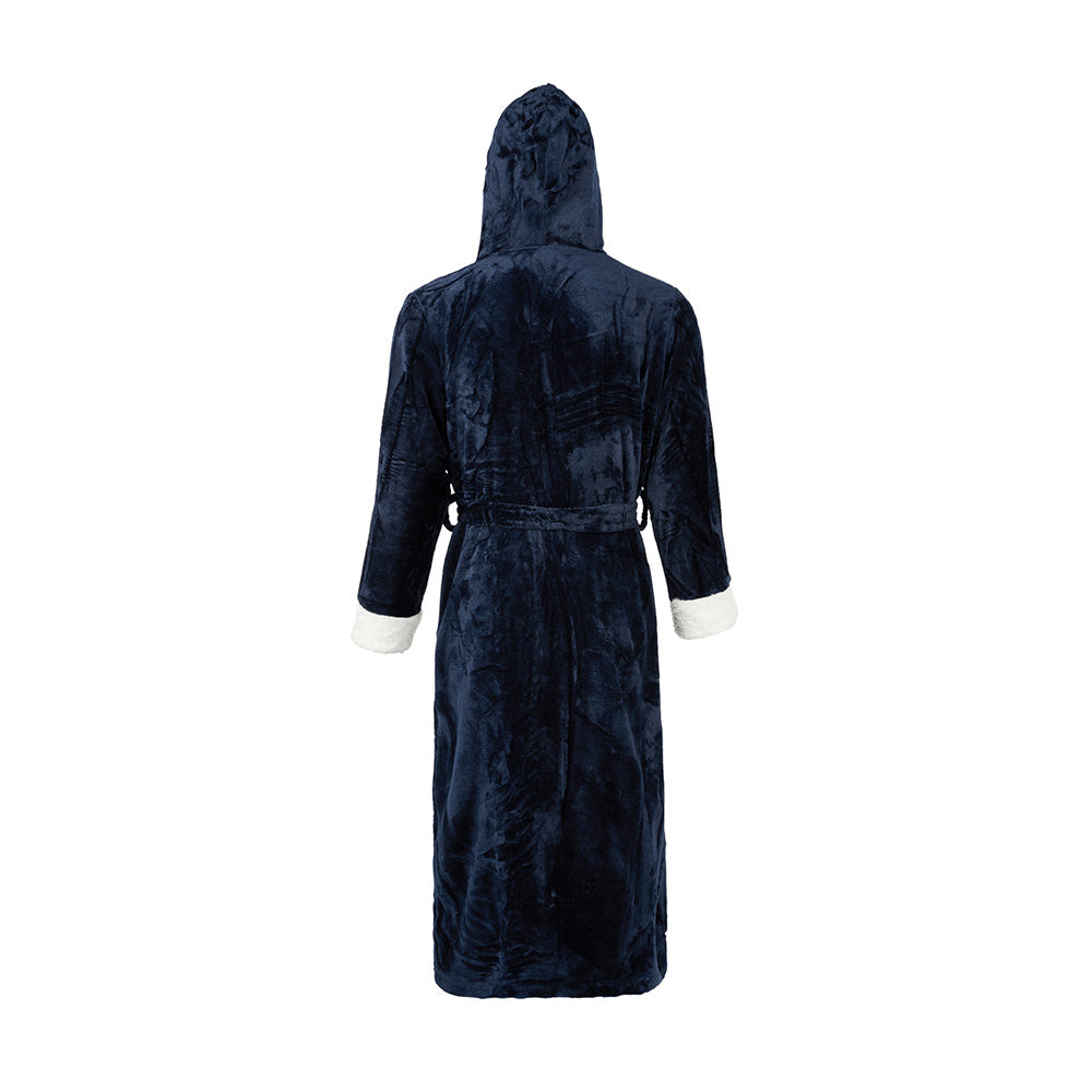 Unisex hooded flannel bathrobe