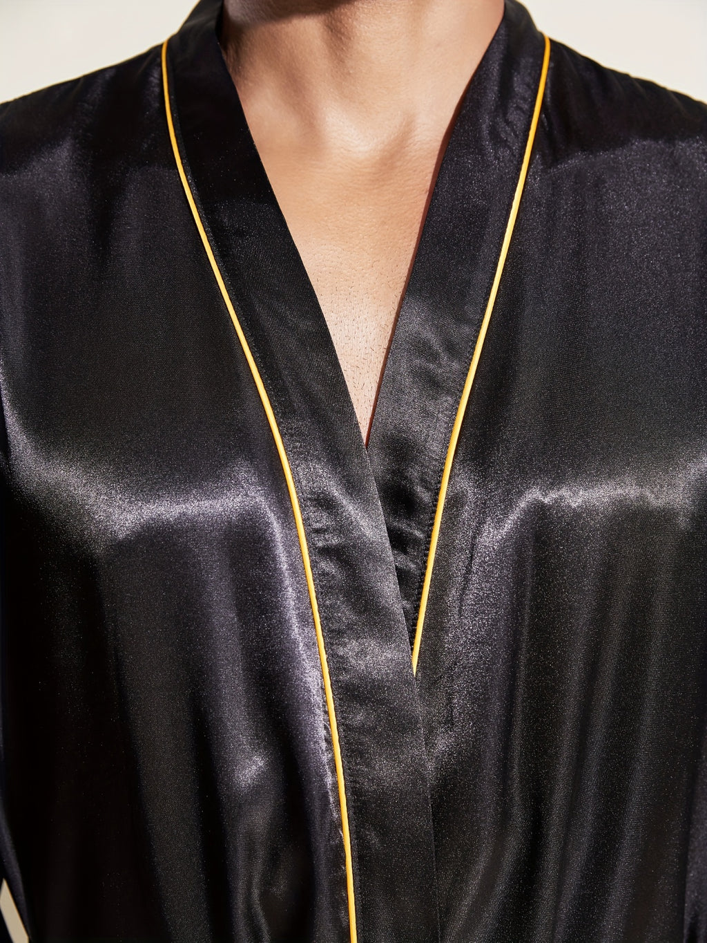 Men's gold trimmed satin dressing gown