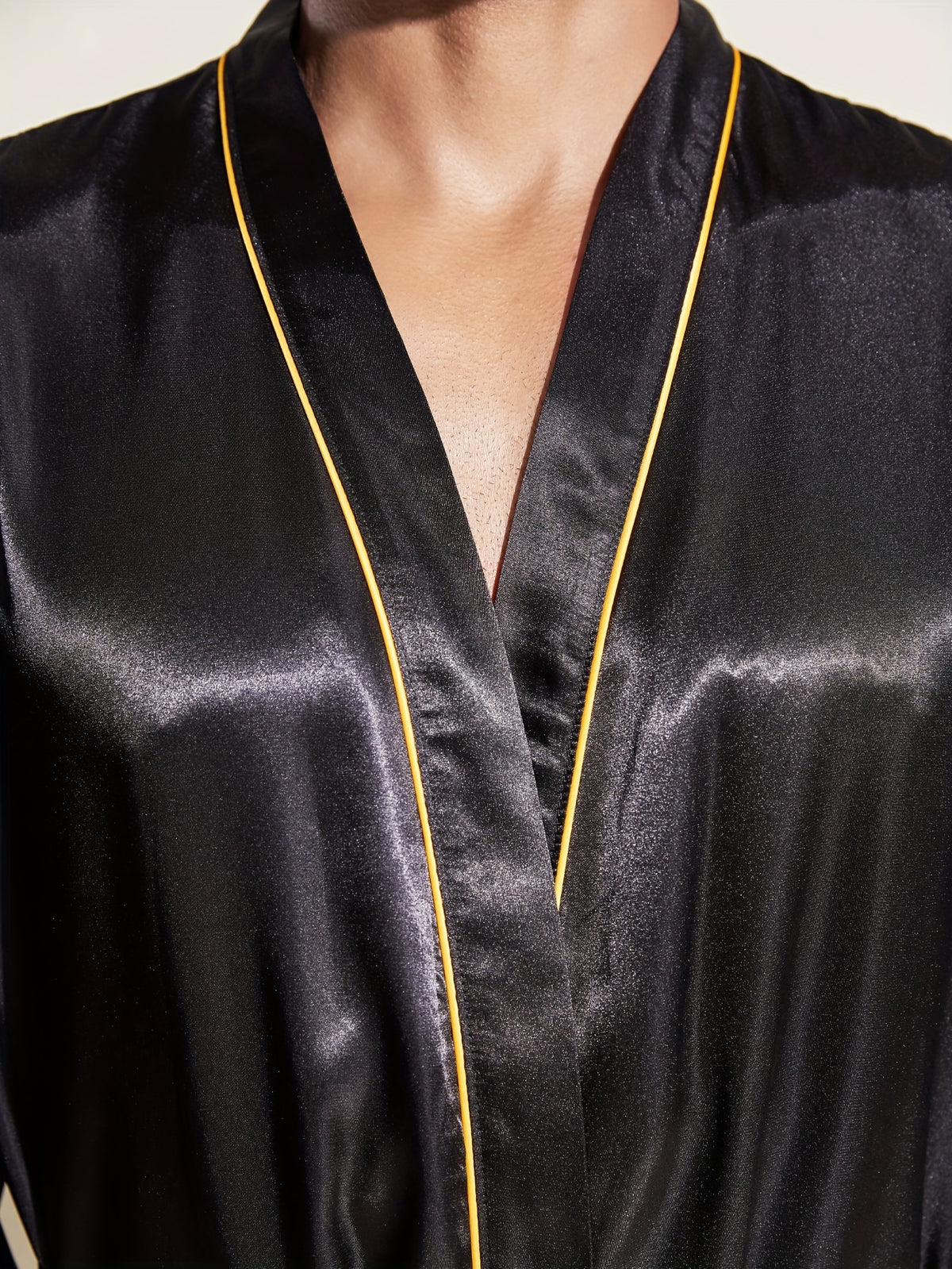 Men's gold trimmed satin dressing gown